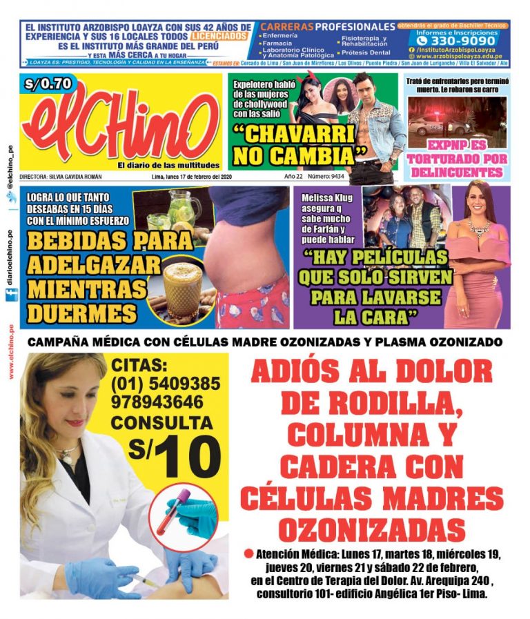 Portada impresa – Diario El Chino (17/02/2020)