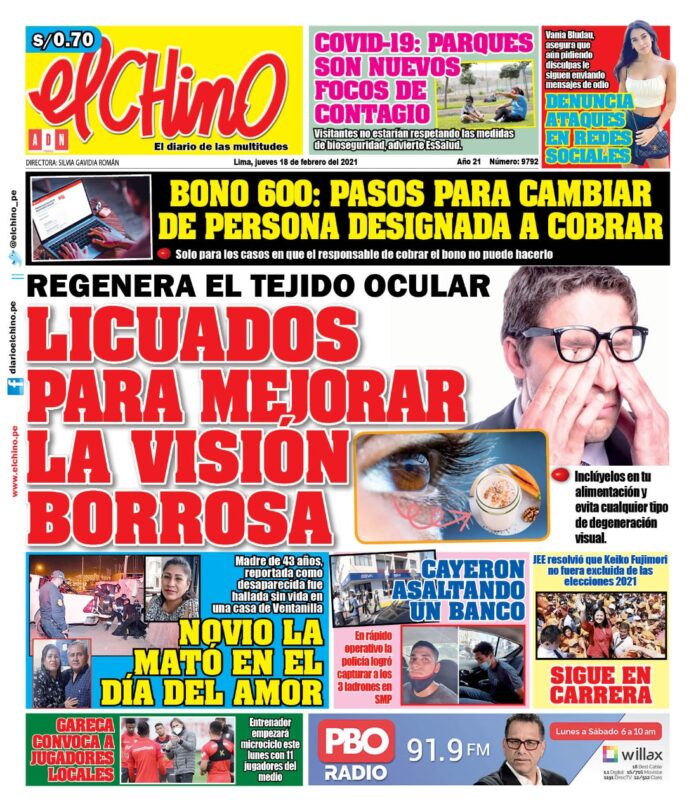 Portada impresa – Diario El Chino (18/02/2021)