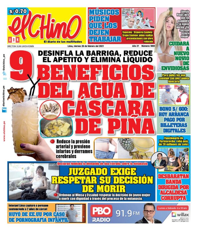 Portada impresa – Diario El Chino (26/02/2021)
