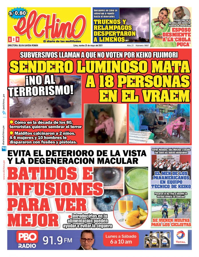 Portada impresa – Diario El Chino (25/05/2021)