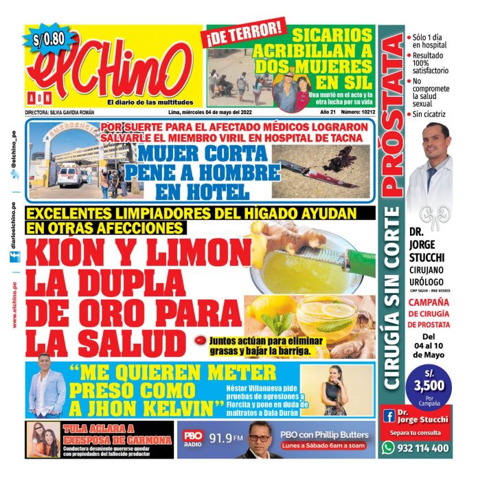 Portada impresa – Diario El Chino (04/05/2022)