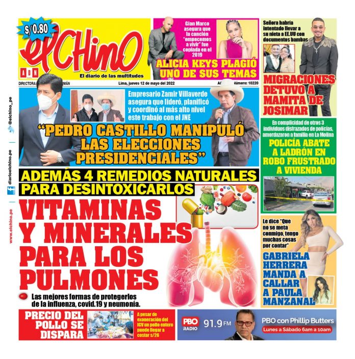 Portada impresa – Diario El Chino (12/05/2022)