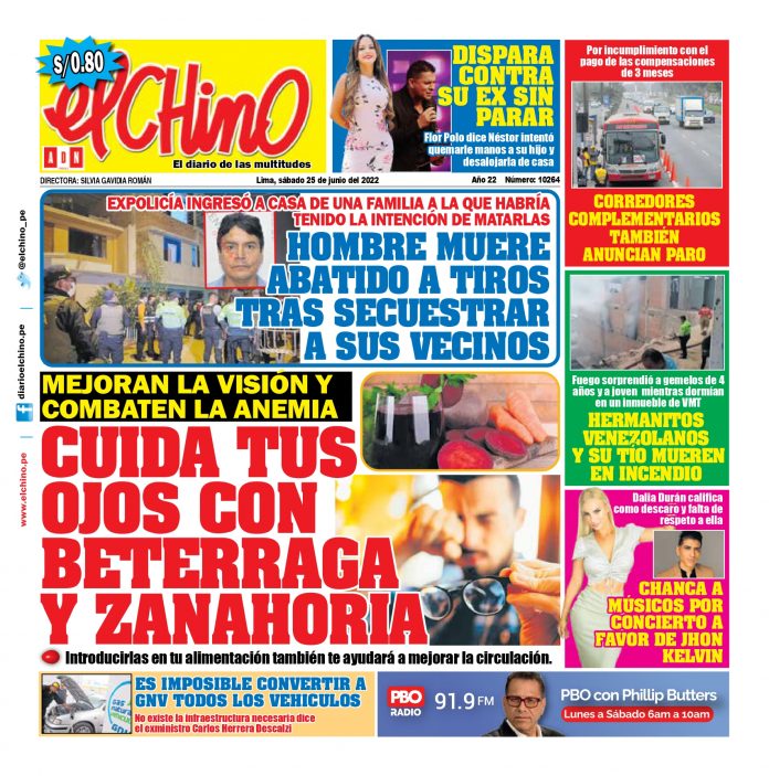 Portada impresa – Diario El Chino 25-06-2022 Portada impresa – Diario El Chino (25/06/2022)