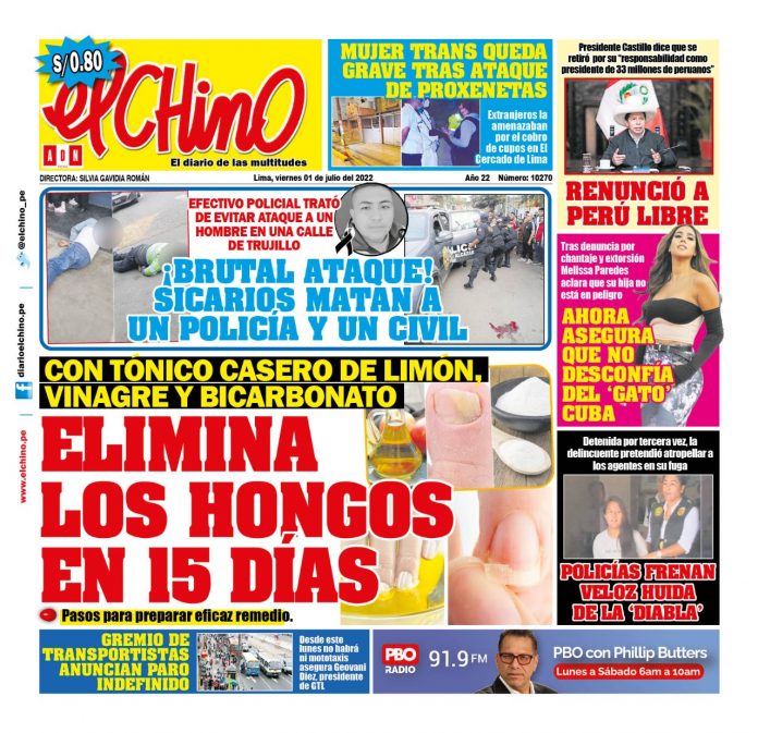 Portada impresa – Diario El Chino (01/07/2022)