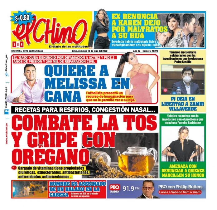 Portada impresa – Diario El Chino 10-07-2022 Portada impresa – Diario El Chino (10/07/2022)