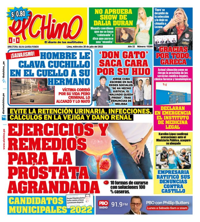 Portada impresa – Diario El Chino (20/07/2022)
