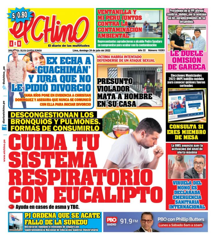 Portada impresa – Diario El Chino (24/07/2022)