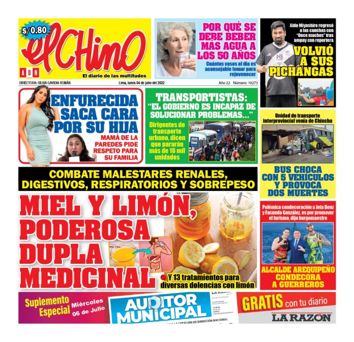 Portada impresa – Diario El Chino (04/07/2022)