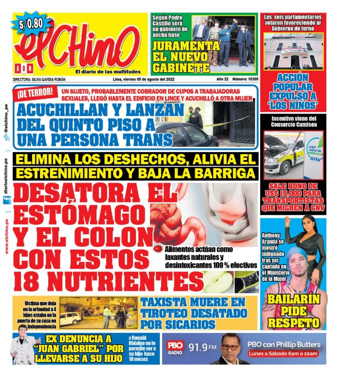 Portada impresa – Diario El Chino 05-08-2022 Portada impresa – Diario El Chino (05/08/2022)