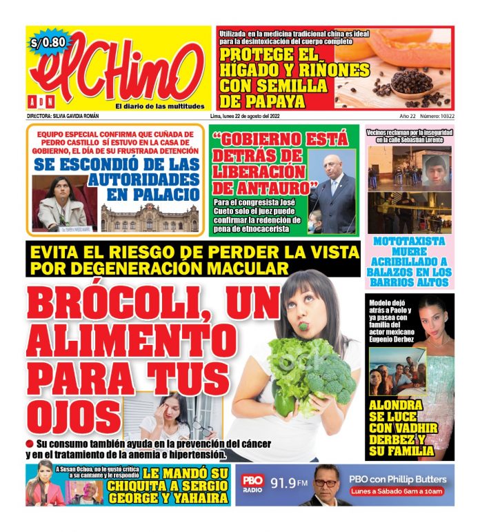 Portada impresa – Diario El Chino (22/08/2022)