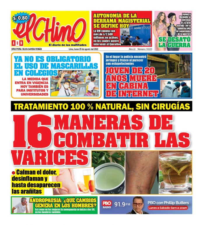 Portada impresa – Diario El Chino (29/08/2022)