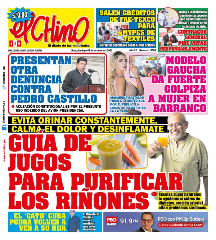 Portada impresa – Diario El Chino (02102022)