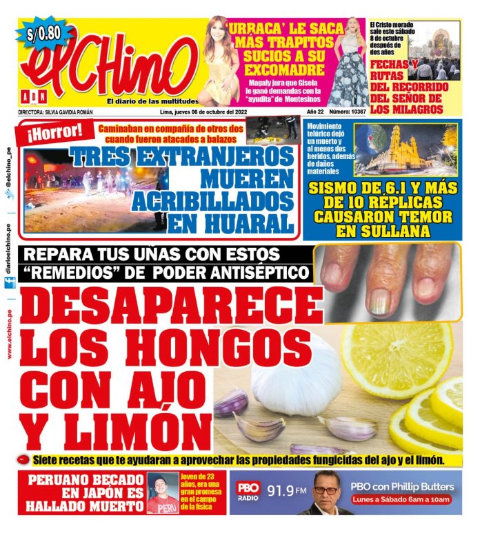 Portada impresa – Diario El Chino-06-10-2022