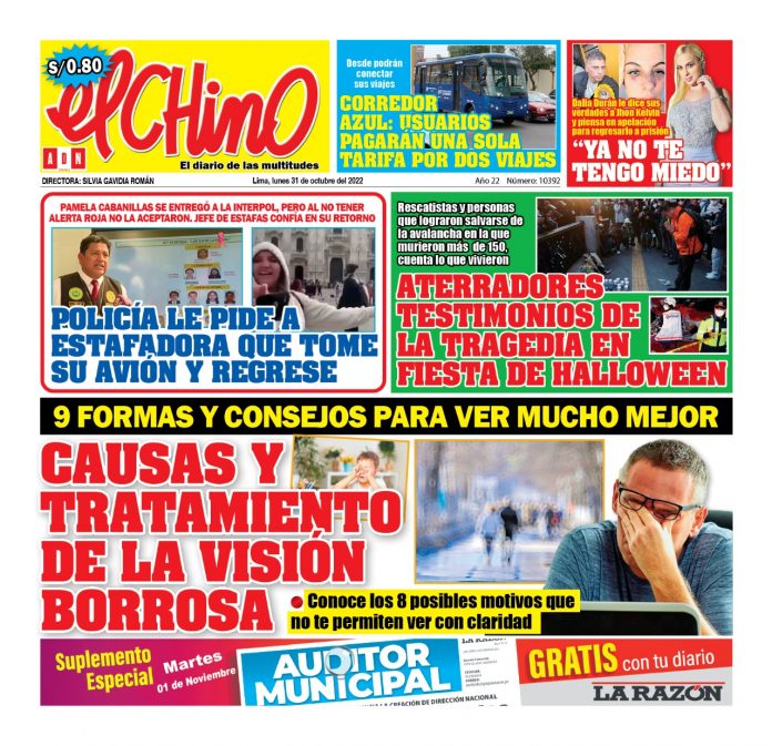 Portada impresa – Diario El Chino (31/10/2022)