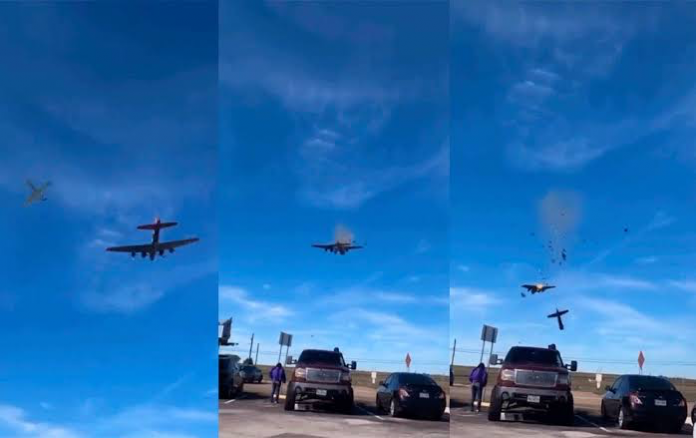 Dos aviones históricos se estrellan en pleno vuelo en una exhibición en Texas Dos aviones históricos se estrellan en pleno vuelo en una exhibición en Texas