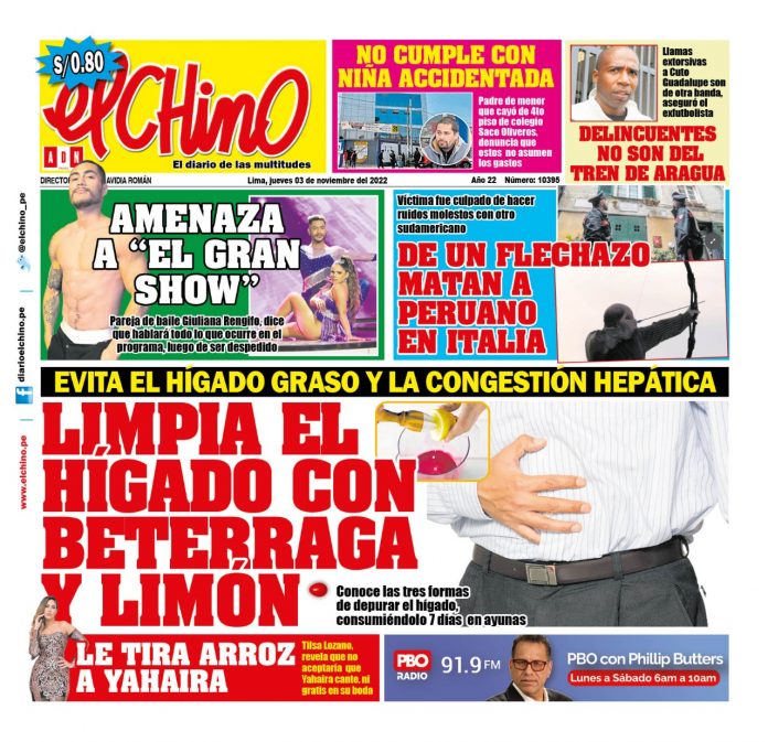 Portada impresa – Diario El Chino (03/11/2022)
