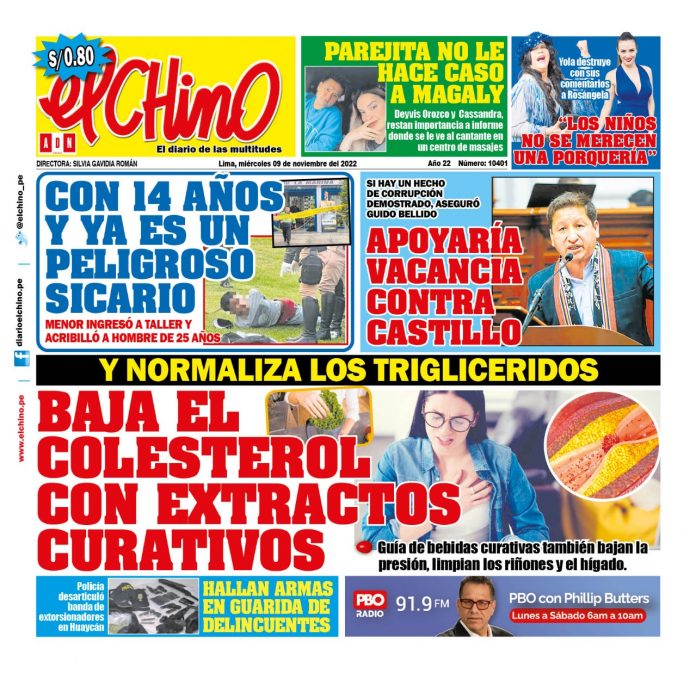 Portada impresa – Diario El Chino 09-11-2022 Portada impresa – Diario El Chino (09-11-2022)