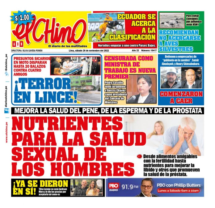 Portada impresa – Diario El Chino 26-11-2022 Portada impresa – Diario El Chino 26-11-2022