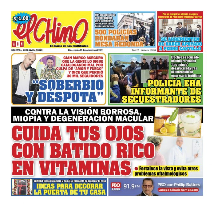 Portada impresa – Diario El Chino(29112022) Portada impresa – Diario El Chino(29112022)