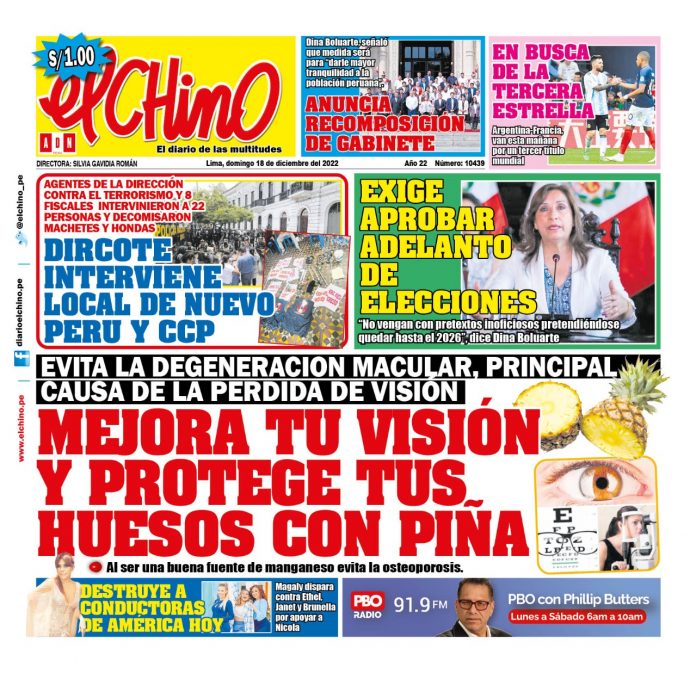 Portada - Diario El Chino ( 18-12-2022)