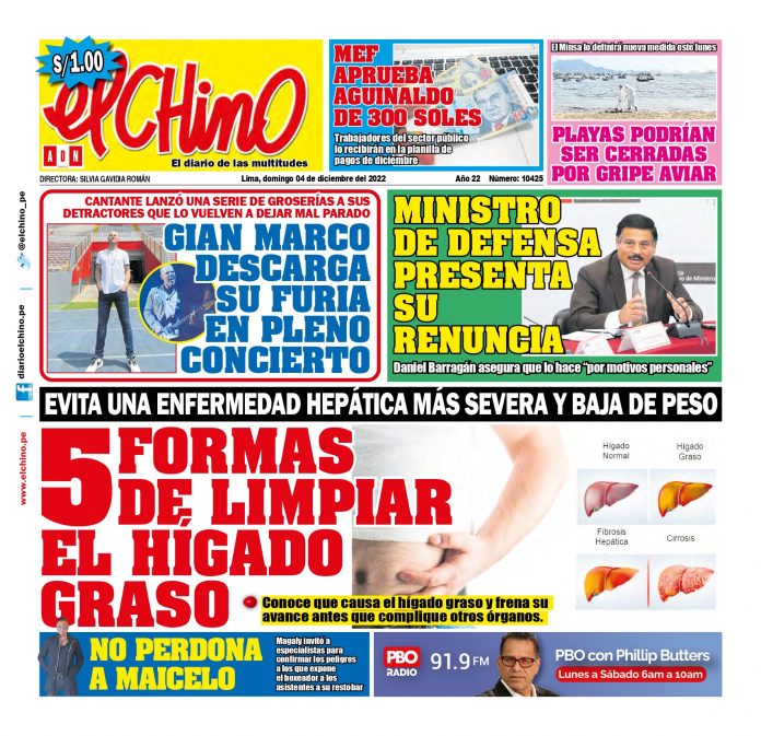 Portada impresa – Diario El Chino (04122022)