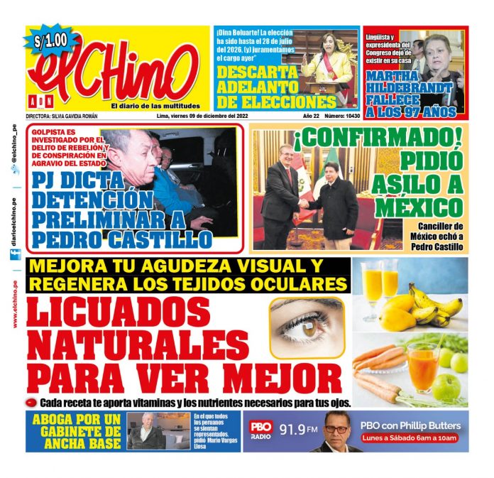 Portada impresa – Diario El Chino 09-12-2022