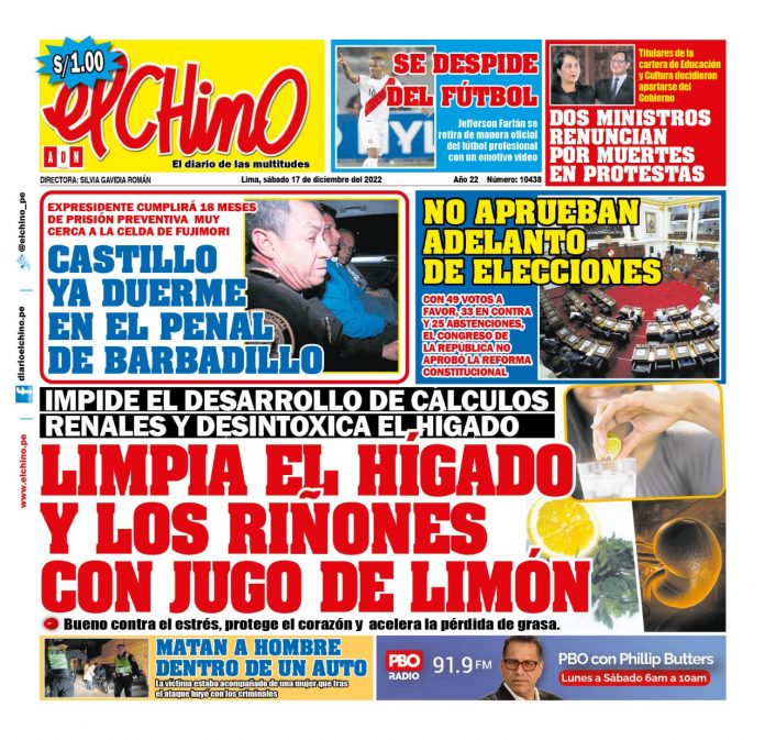 Portada impresa – Diario El Chino 17-12-2022 Portada impresa – Diario El Chino 17-12-2022
