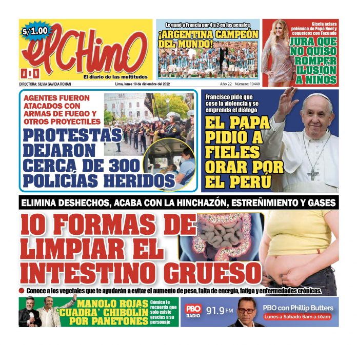 Portada impresa – Diario El Chino 19-12-2022 Portada impresa – Diario El Chino 19-12-2022