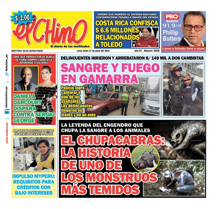 Portada impresa – Diario El Chino 27-06-2023