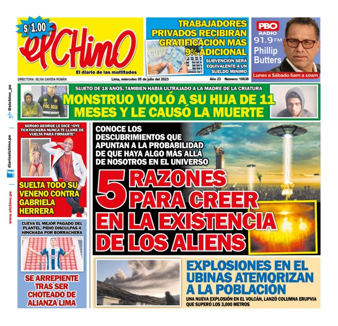 Portada impresa – Diario El Chino 05-07-2023