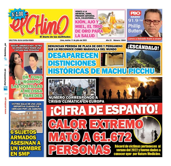 Portada impresa – Diario El Chino 11-07-2023 Portada impresa – Diario El Chino 11-07-2023