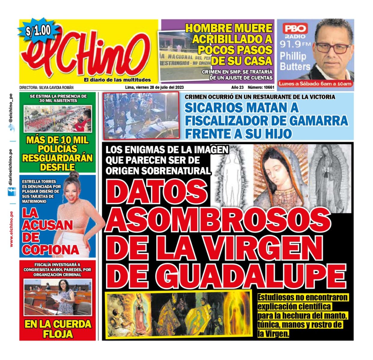 Portada impresa – Diario El Chino (28/07/2023)