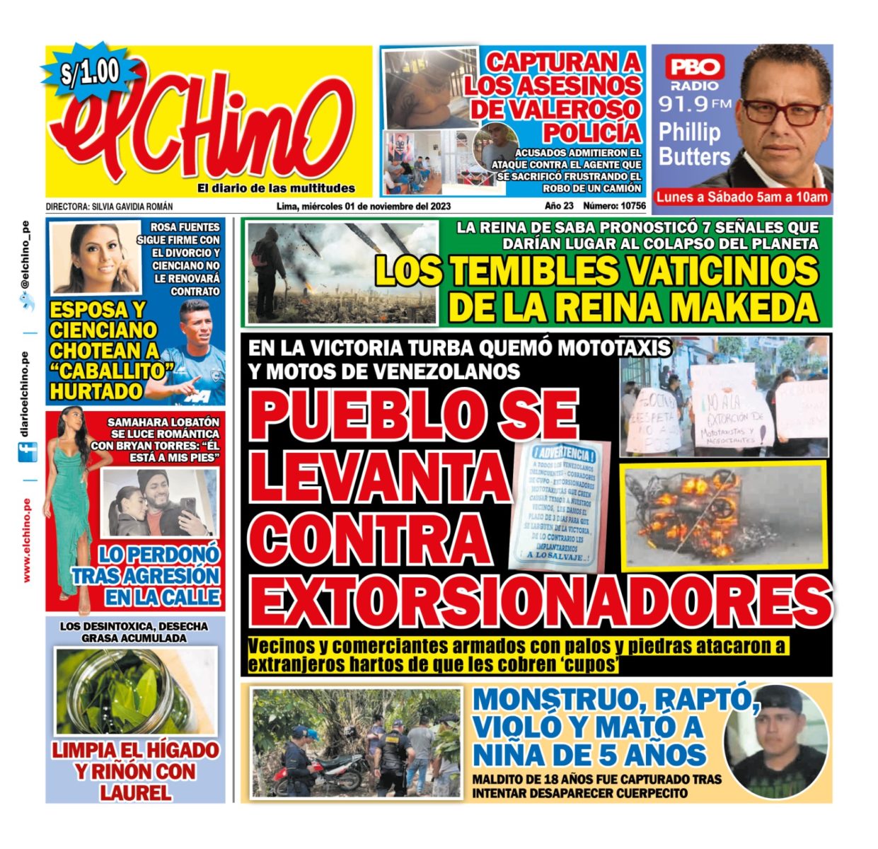 Portada Diario El Chino (01/11/2023)