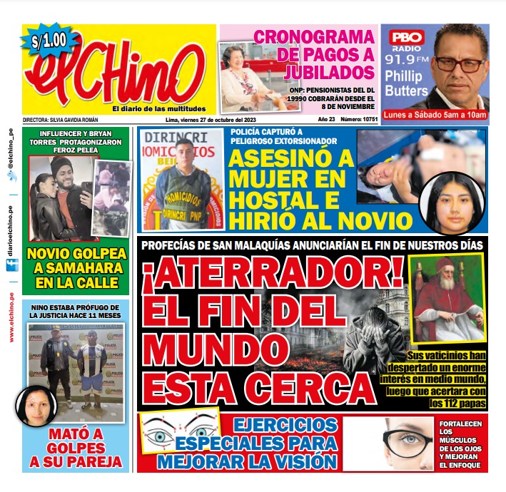 Portada Diario El Chino (27/10/2023)