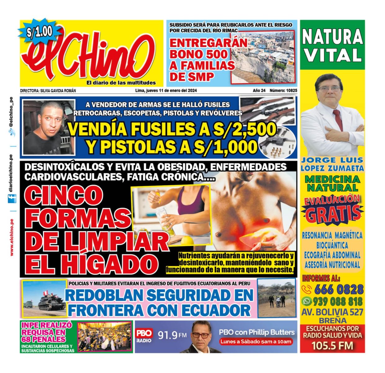 Portada Diario El Chino (11/01/2024)