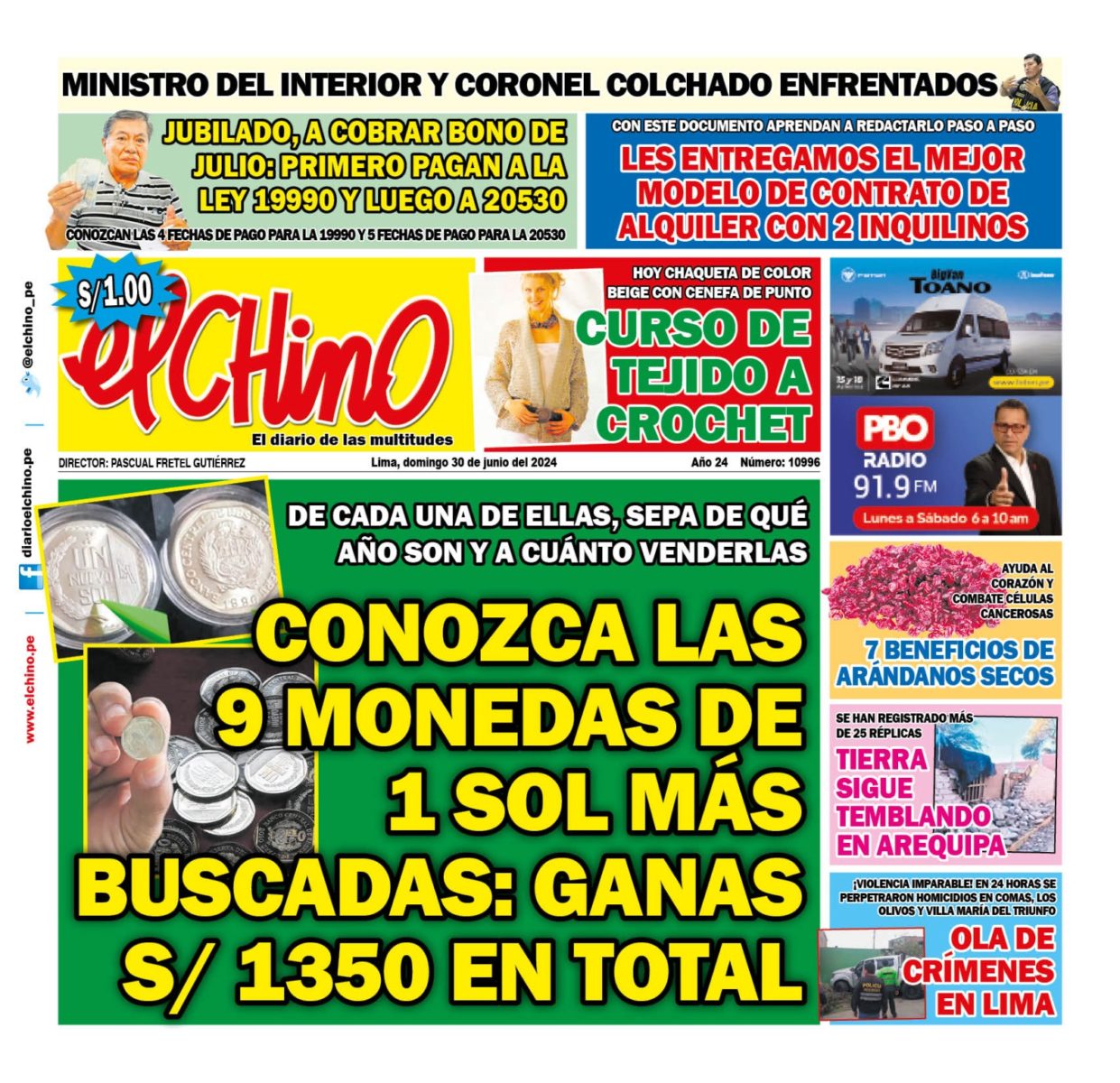 Portada Diario El Chino (30/06/2024)