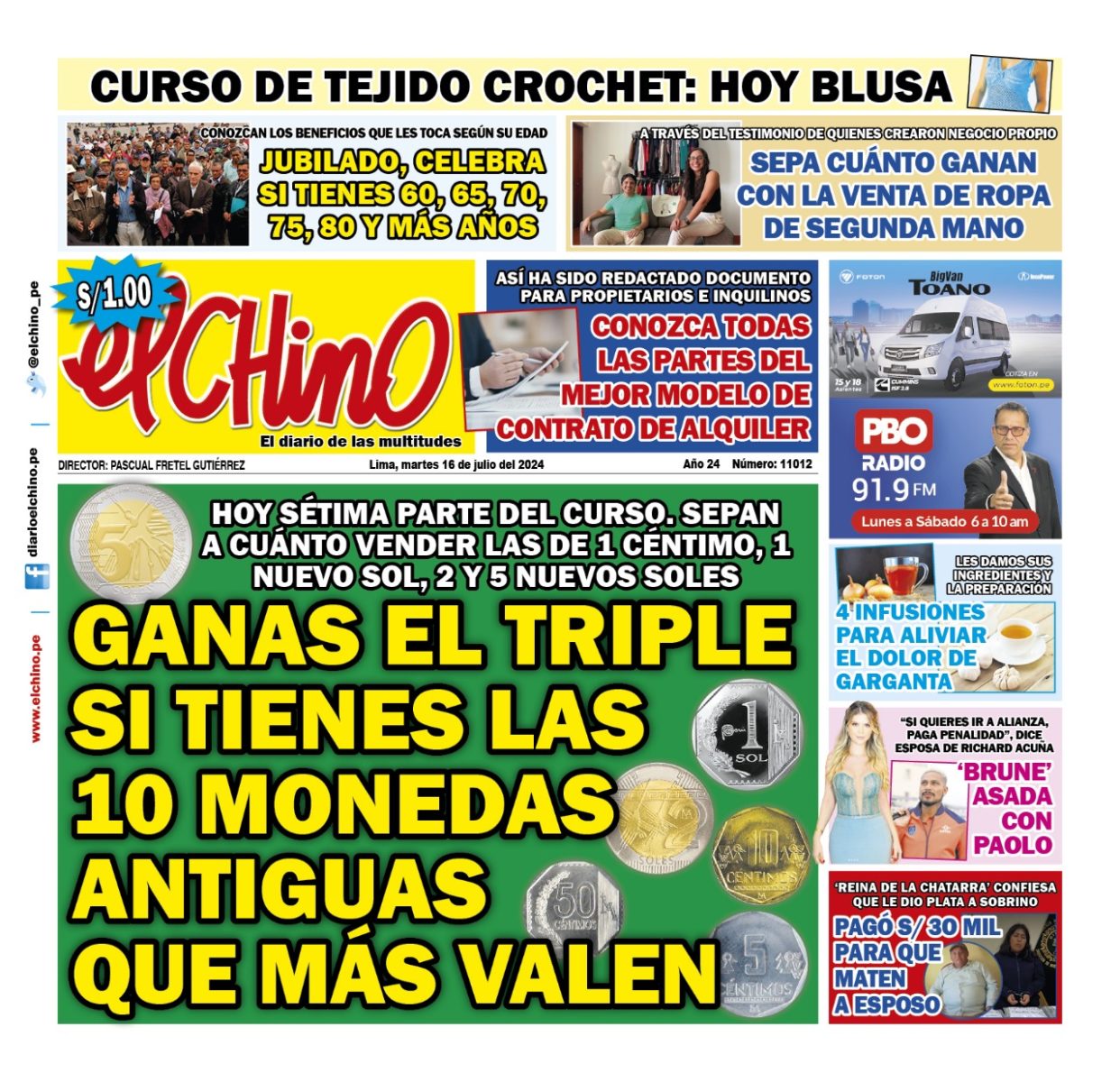 Portada Diario El Chino (16/07/2024)