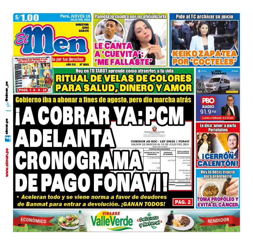 Portada Diario El Chino (18/07/2024)