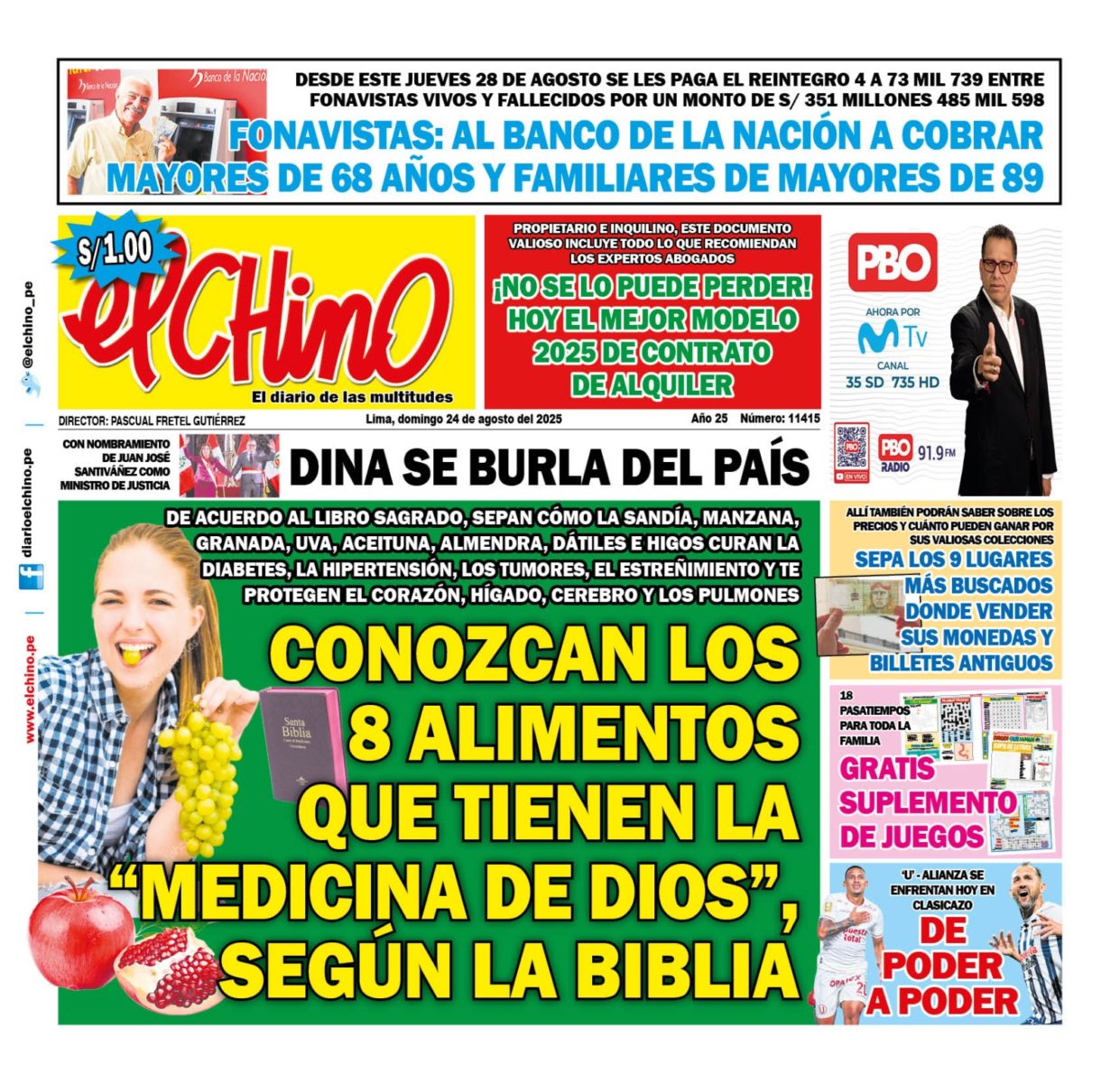 Portada Diario El Chino (24/08/2025)